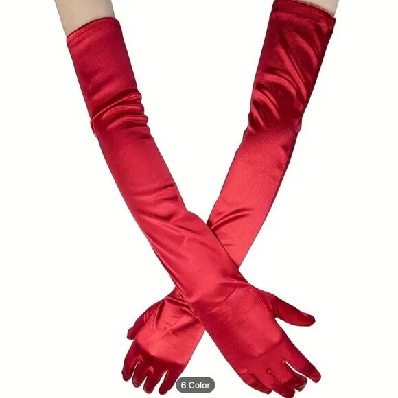 Classic Satin Glossy Long Gloves Party Bridal Dance Opera Length Gloves Hallowee - Picture 8 of 11